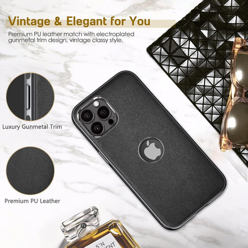 LOHASIC iPhone 13 Pro Max Leather Case, Slim Luxury Business PU Cover, Soft Non-Slip Grip, Shockproof Anti-Scratch Case