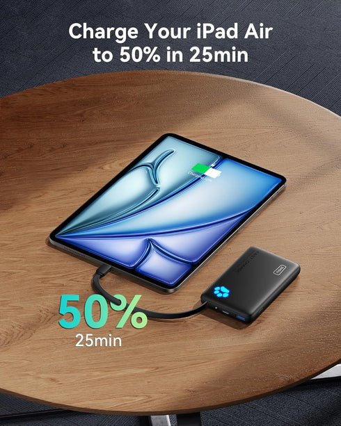 INIU 45W 10000mAh Commuter PawGo Portable Charger, PD Slim Power Bank with Built-in USB-C, Travel Airplane Camping