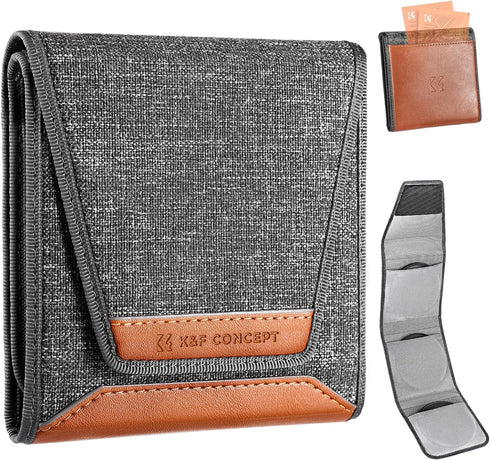 K&F Concept Lens Filter Pouch, 3 Pocket Professional Photography Filter Holder Belt Bag, Water-Resistant