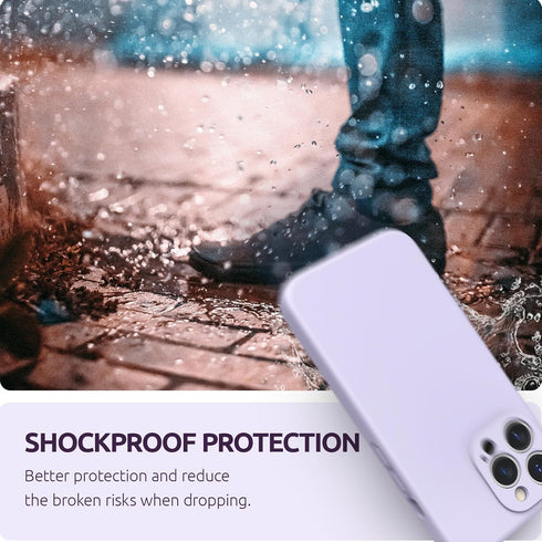 SURPHY Liquid Silicone Case for iPhone 13 Pro (6.1", 2021) - Light Lavender, with Screen Protector & Camera Protection.