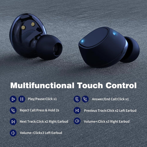 5.2 Bluetooth Headphones for iPhone 15 14 Pro Max 13 Mini, True Wireless Earbud Touch Control for Google Pixel 8 7 6A 6
