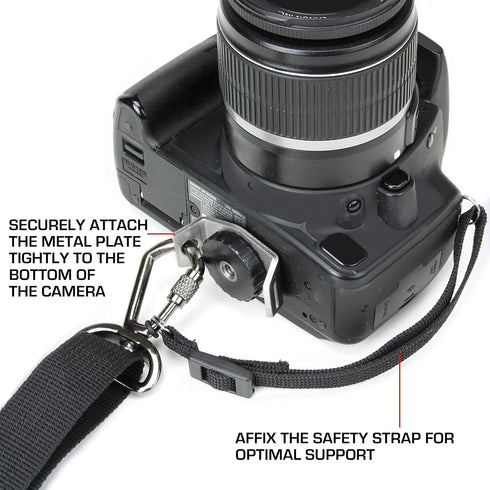 USA Gear Camera Sling Shoulder Strap - Adjustable Neoprene, Safety Tether, Accessory Pocket, Quick Release Buckle
