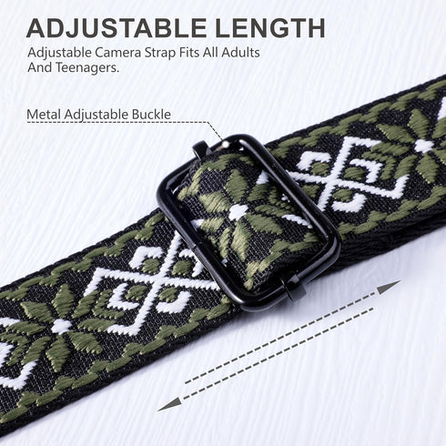 Padwa Lifestyle Adjustable Camera Strap - 1.5" Full Grain Leather Ends, Adjustable Neck Shoulder & Crossbody Strap