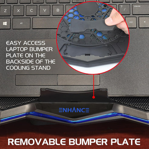 ENHANCE Cryogen 5 Gaming Laptop Cooling Pad Stand, Ultra Quiet with 7 Adjustable Height Settings