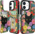 Shorogyt Wallet Case for iPhone 11, Designer Floral Cat Pattern Kickstand Magnetic Clasp Leather Phone Case