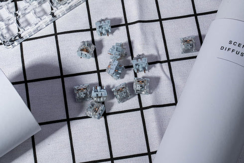 GATERON Zero Degree Fully Silent Silver Keyboard Switches, Linear 0° Dual-Rail 45g Force SMD LED (35 PCS)