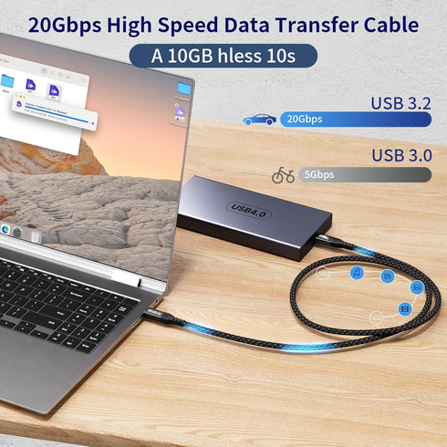 Yiicumhh 16.5FT 4/3, 3.2 2 20Gbps 100w 4K@120Hz Long USB C to USB C Cable Compatible with Thunderbolt USB Gen High