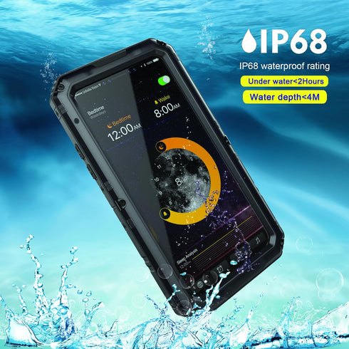 Mitywah Waterproof Case for iPhone X/XS, Heavy Duty Durable Metal Full Body Protective Case, Black