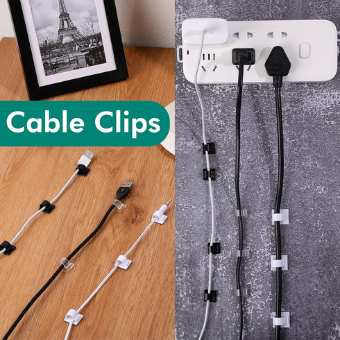 Namalu 240 Pcs Cable Clips, Outdoor Wire Clip Adhesive Cable Hook for Desk and Wall Cable Management
