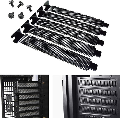 5pcs Black Hard Steel PCI Slot Cover Dust Filter Blanking Plate with Screw