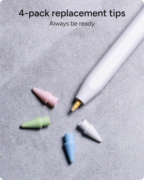 ZAGG 1st 2nd Pack 4, Replacement Tips for Apple Pencil Gen, Gen, & USB-C - of Smooth Writing, Perfect Friction, Pastel