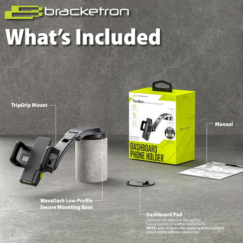 Bracketron TripGrip Wave Dashboard Cell Phone Mount for Car, Hands Free Suction Cup Cradle Grip Stand Cellphone Holder