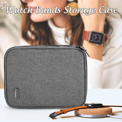 Teamoy Watch Storage Case, Gray Organizer for 26 Straps Compatible with Apple Watch Bands & Accessories