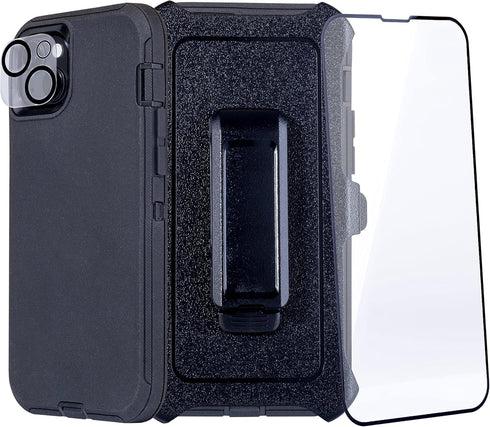 WallSkiN Case for iPhone 14 (6.1") with Camera & Screen Protectors, Heavy Duty Military Grade Drop Protection