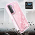 Asuwish Samsung Galaxy S21 5G Case - 6.2" Bling Liquid Glitter, Clear Hybrid TPU, Military Grade, Heavy Duty, Pink for