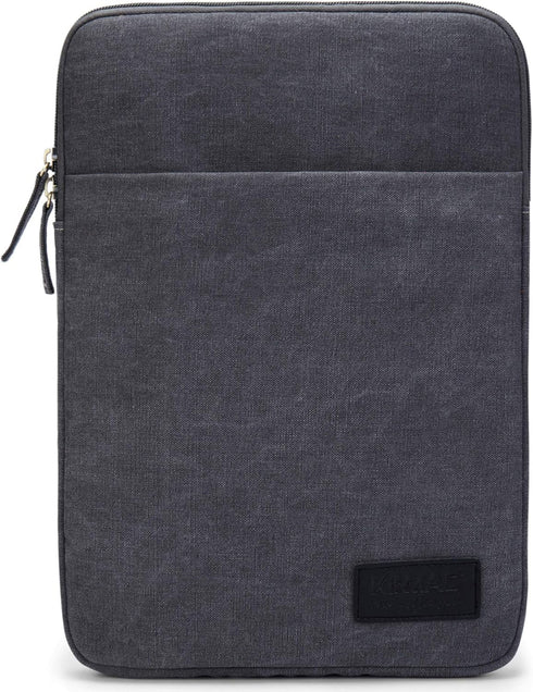 Kinmac 360 Degree Waterproof Canvas Laptop Sleeve with Pocket for 15.6 to 16 inch Laptop (Grey Color, Vertical Style)