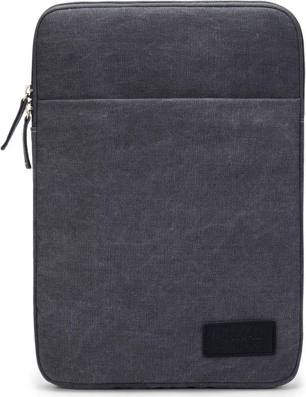 Kinmac 360 Degree Waterproof Canvas Laptop Sleeve with Pocket for 15.6 to 16 inch Laptop (Grey Color, Vertical Style)