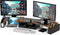 Simple Houseware Rustic Brown Desk Dual Monitor Stand Riser with Drawer