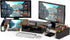 Simple Houseware Rustic Brown Desk Dual Monitor Stand Riser with Drawer