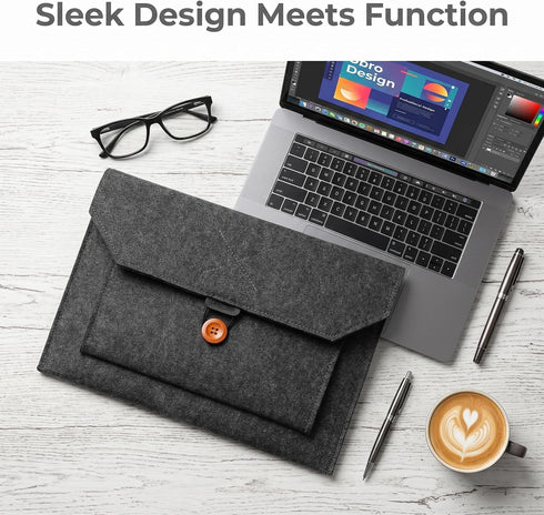Jcnewpop 15.6 Inch 15.6 Inch Portable Monitor Sleeve Case with Multi-Storage Organizer - Lightweight Felt Second