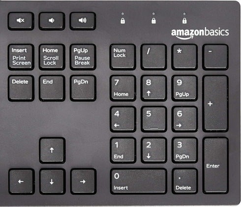 Amazon Basics Low-Profile Wired USB Keyboard with US Layout (QWERTY), Matte Black