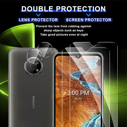 [2+2 Pack Tempered Glass Screen Protector for Nokia G300 5G and Camera Lens Protector, Anti-fingerprint, Anti-Scratch