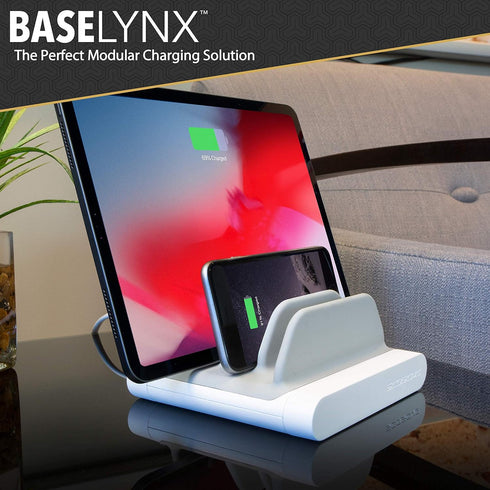 Scosche BLMD BaseLynx Vert Modular Charging Station for PD 3.0, USB-C and USB-A Devices (White)