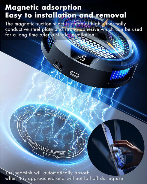 iPad Cooler, Magnetic Tablet Cooler for iPad/Samsung Tab, Universal Radiator with Temperature Display for Mobile Gaming