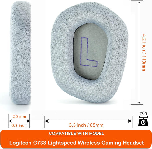 G733 Earpads - Replacement Ear Cushion Cover Compatible with Logitech G733 Lightspeed Wireless Gaming Headset