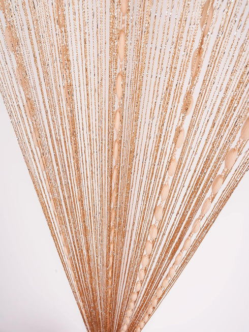 Hysenm Door String Curtains, 39x79 Inch Champagne Panel Soft Balls for Room Divider Home Décor