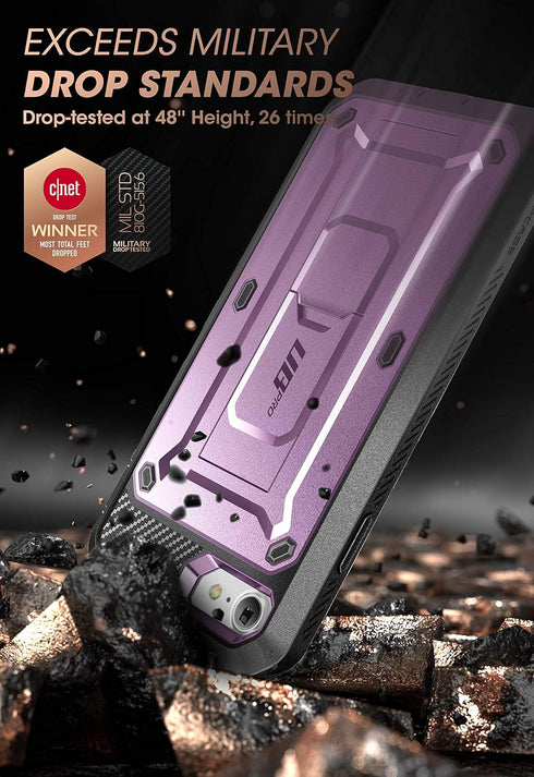 SUPCASE for iPhone SE 3rd Generation/iPhone SE 2nd Generation/iPhone 7/ iPhone 8 Case (Unicorn Beetle Pro), with Screen Protector & Stand & Holster Rugged Phone Case for Apple iPhone SE, Purple