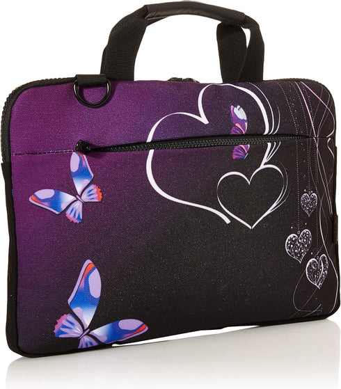 iColor Purple Butterflies Canvas Laptop Sleeve Case Protective Bag for 11.6 12 12.9 13 13.3 Inches Laptop