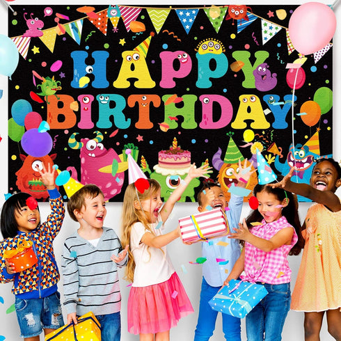Birthday Backdrop, Happy Birthday Party Photography Background Banner, Cake Table Banner for Baby Shower