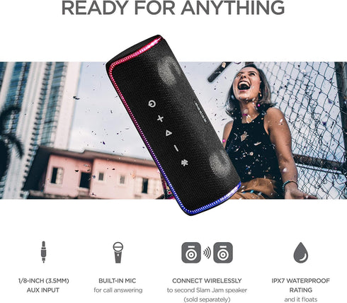 ION Audio Slam Jam-IPX7 Waterproof Bluetooth Speaker with Microphone, Rechargeable Battery, Aux Input