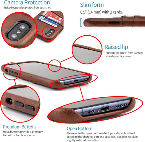 Dockem Wallet Case for iPhone X/XS, Built-in Metal Plate for Magnetic Mounting & 2 Credit Card Holders, (5.8" Exec M2,