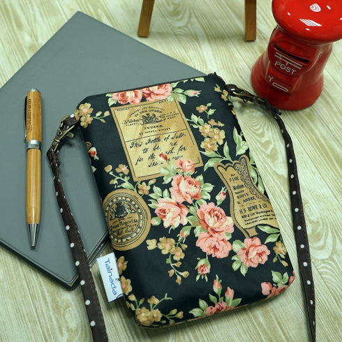 Tainada Women Crossbody Shoulder Travel Zippered Wallet Purse Clutch Phone Bag with Detachable Strap, Floral Pattern