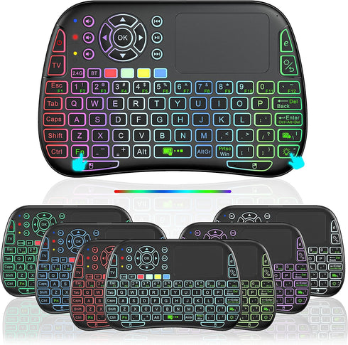 Mini Voice Bluetooth Keyboard, Rechargeable Wireless with Touchpad, Backlit Small Keyboard with IR Learning, 2.4G