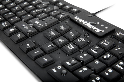 WetKeys Professional-Grade Full-Size Flexible Silicone Washable Keyboard (USB) (PS/2) (Black) | Soft-Touch Comfort