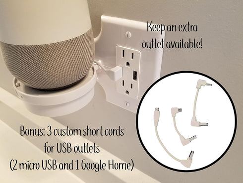 Mount Genie Smart Home Outlet Shelf: Hidden Cord Storage for Google Home, Nest, Security Cameras, Smart Speakers
