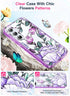 LeYi for Samsung Galaxy A35-5G Phone Case: with Glass Screen Protector, Dual Layer Exquisite Cute Flower Floral Pattern Full Body Protective Rugged Shockproof A 35 5G Case Cover for Women Girl, Purple