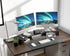 FITUEYES Dual Monitor Stand - 3 Shelf Computer Monitor Riser, Adjustable Wood Desktop Stand for Office Supplies, Medium