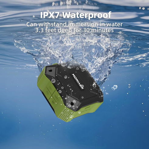 Portable Bluetooth Speaker with IPX7 Waterproofing, Shockproofing, TWS Stereo Pairing, 12H Playtime for Outdoor
