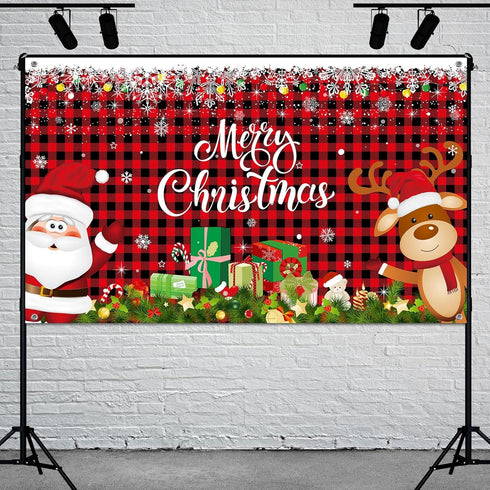 Irenare Christmas Banner Backdrop, Merry Christmas Banner for Indoor Holiday Party Photo Booth Decor, 72.8 X 43.3 Inch