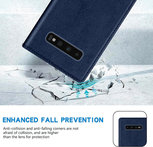 ZZXX Samsung Galaxy S10 Wallet Case with RFID Blocking, Card Slot Stand, Strong Magnetic Leather Flip Fold Protective