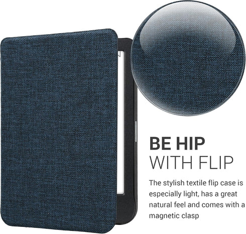 Blue Fabric Flip Folio Case for Kobo Clara BW/Colour