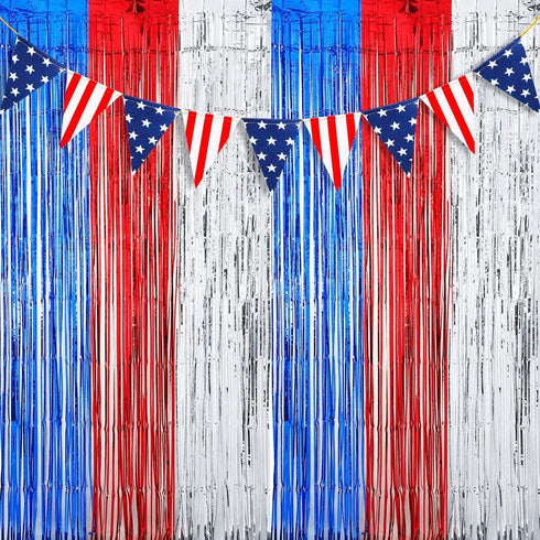Dazzle Bright 2 Pack Backdrop Curtain, 3FT x 8FT Metallic Tinsel Foil Fringe Photo Booth Background for Party Decor,