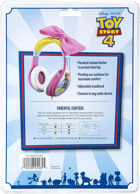 eKids TS-140BP Headphones for Kids Toy Story 4 Bo Peep, Adjustable Stereo Tangle-Free 3.5Mm Jack Wired Cord Over Ear