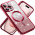 Jmltech iPhone 15 Pro Max Case - Cute Transparent Silicone, Magnetic Shockproof, Luxury Plating, Gradient Glitter Blue.