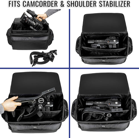Photography Padded Camcorder Bag Case (Black) for Nikon, Canon, Sony, Pentax, Olympus, Panasonic, Fujifilm, Samsung &