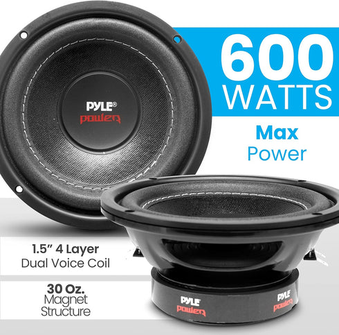 Pyle Car Vehicle Subwoofer Speaker - 6.5 Non-Pressed Paper Cone, 600 Watt Power, Foam Surround for Stereo Sound